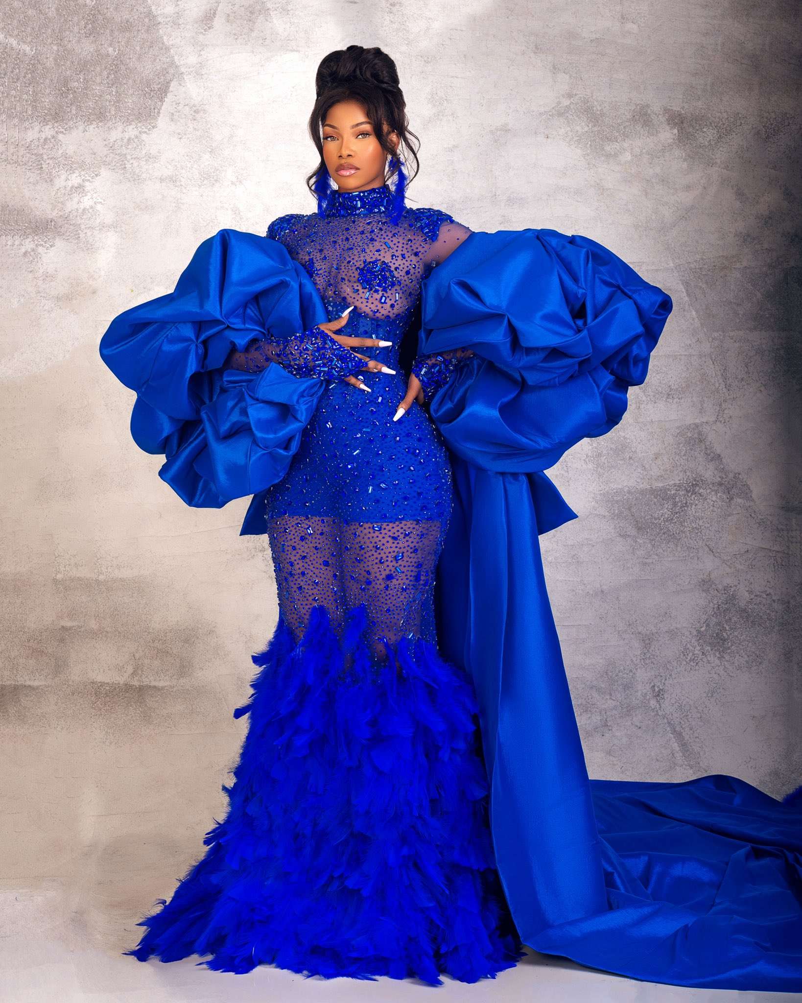 Beautiful tacha shows off her 9.5 million dress to the AMVCA awards in a viral video